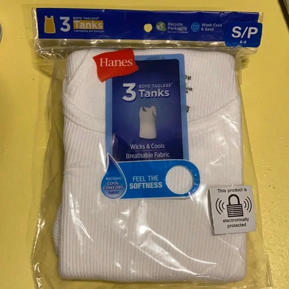 Hanes Boys Tank Tops 3-Pack - Tagless Cotton Undershirts For Layering